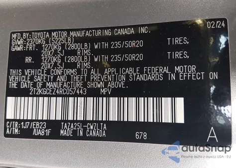 2024 Lexus Nx 350 F Sport Handling z USA, uszkodzony, nr VIN 2T2KGCEZ4RC057443